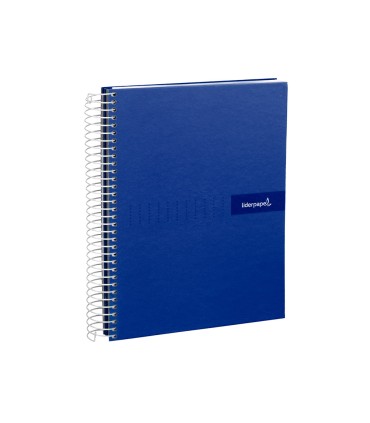 Cuaderno espiral liderpapel a4 crafty tapa forrada 80h 90 gr cuadro 4mm con margen color azul marino