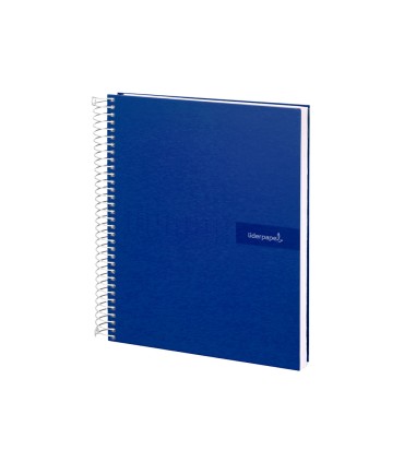 Cuaderno espiral liderpapel a4 crafty tapa forrada 80h 90 gr cuadro 4mm con margen color azul marino