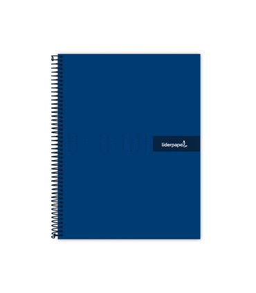 Cuaderno espiral liderpapel a4 crafty tapa forrada 80h 90 gr cuadro 4mm con margen color azul marino