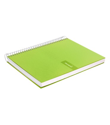 Cuaderno espiral liderpapel a4 crafty tapa forrada 80h 90 gr cuadro 4mm con margen color verde