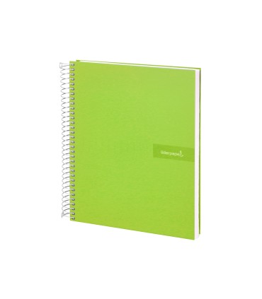 Cuaderno espiral liderpapel a4 crafty tapa forrada 80h 90 gr cuadro 4mm con margen color verde