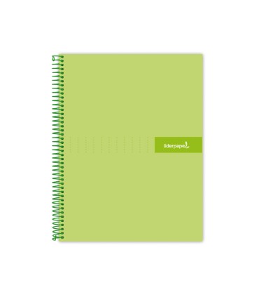 Cuaderno espiral liderpapel a4 crafty tapa forrada 80h 90 gr cuadro 4mm con margen color verde