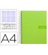 Cuaderno espiral liderpapel a4 crafty tapa forrada 80h 90 gr cuadro 4mm con margen color verde