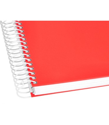 Cuaderno espiral liderpapel a4 crafty tapa forrada 80h 90 gr cuadro 4mm con margen color roja