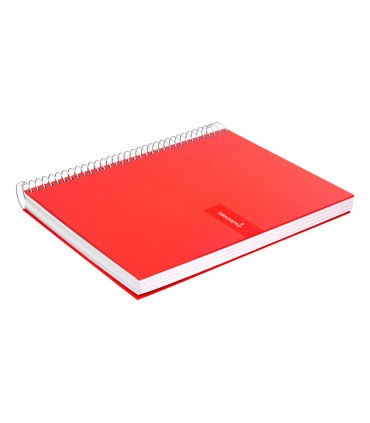 Cuaderno espiral liderpapel a4 crafty tapa forrada 80h 90 gr cuadro 4mm con margen color roja