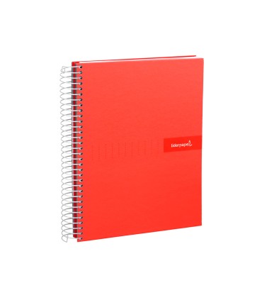 Cuaderno espiral liderpapel a4 crafty tapa forrada 80h 90 gr cuadro 4mm con margen color roja