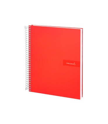 Cuaderno espiral liderpapel a4 crafty tapa forrada 80h 90 gr cuadro 4mm con margen color roja