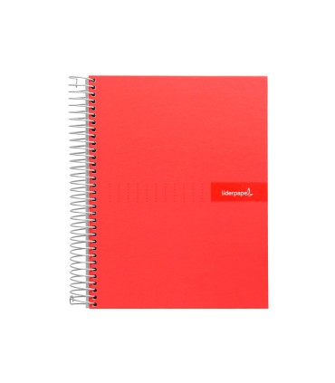 Cuaderno espiral liderpapel a4 crafty tapa forrada 80h 90 gr cuadro 4mm con margen color roja