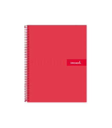 Cuaderno espiral liderpapel a4 crafty tapa forrada 80h 90 gr cuadro 4mm con margen color roja