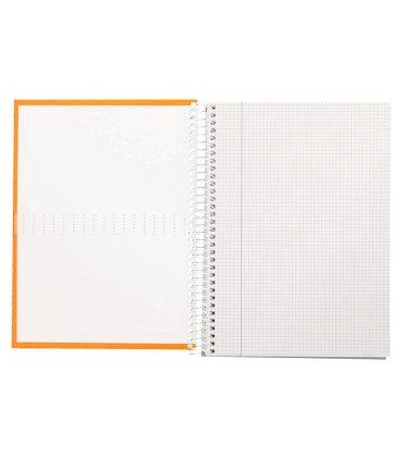 Cuaderno espiral liderpapel a4 crafty tapa forrada 80h 90 gr cuadro 4mm con margen color naranja