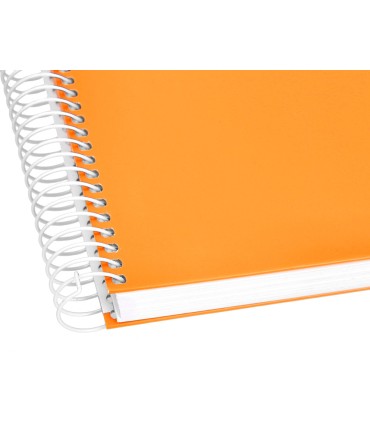 Cuaderno espiral liderpapel a4 crafty tapa forrada 80h 90 gr cuadro 4mm con margen color naranja