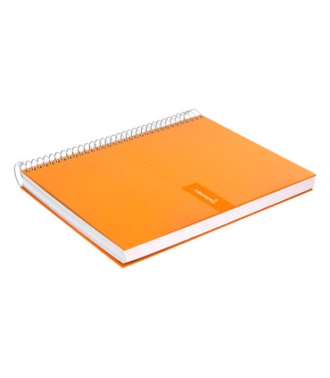 Cuaderno espiral liderpapel a4 crafty tapa forrada 80h 90 gr cuadro 4mm con margen color naranja