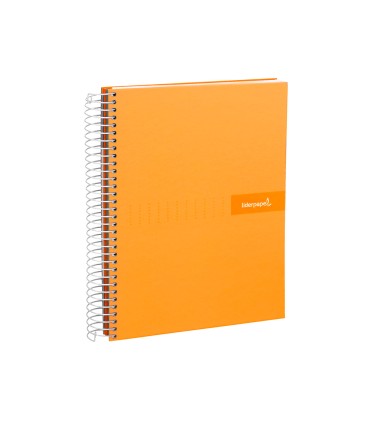 Cuaderno espiral liderpapel a4 crafty tapa forrada 80h 90 gr cuadro 4mm con margen color naranja