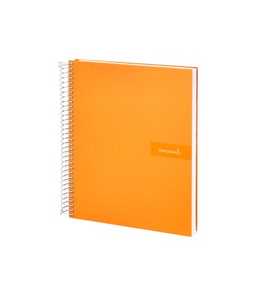 Cuaderno espiral liderpapel a4 crafty tapa forrada 80h 90 gr cuadro 4mm con margen color naranja