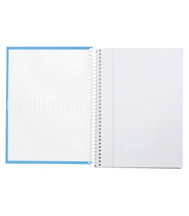 Cuaderno espiral liderpapel a4 crafty tapa forrada 80h 90 gr cuadro 4mm con margen color celeste