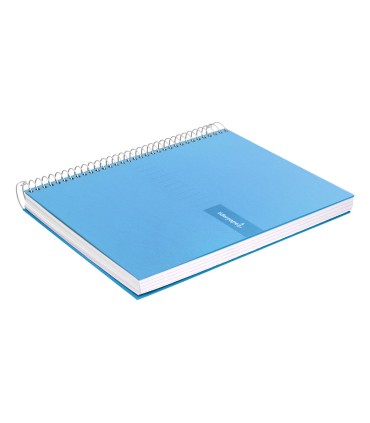 Cuaderno espiral liderpapel a4 crafty tapa forrada 80h 90 gr cuadro 4mm con margen color celeste