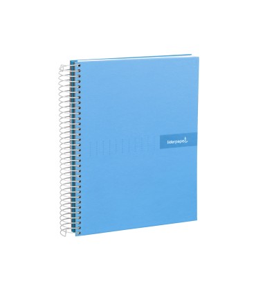 Cuaderno espiral liderpapel a4 crafty tapa forrada 80h 90 gr cuadro 4mm con margen color celeste