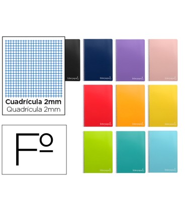 Cuaderno espiral liderpapel folio witty tapa dura 80h 75gr milimetrado 2mm colores surtidos