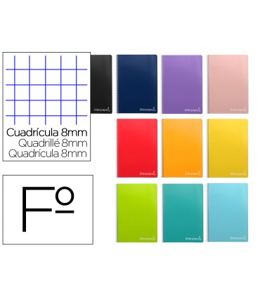 Cuaderno espiral liderpapel folio witty tapa dura 80h 75gr cuadro 8mm con margen colores surtidos