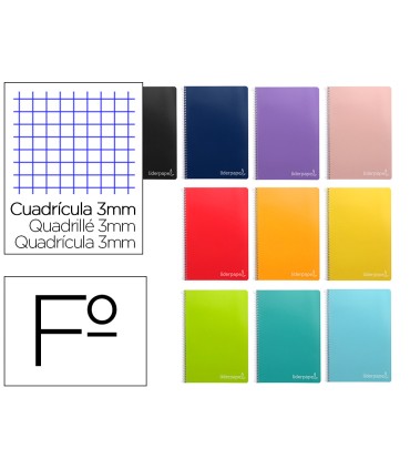 Cuaderno espiral liderpapel folio witty tapa dura 80h 75gr cuadro 3mm con margen colores surtidos