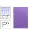 Cuaderno espiral liderpapel folio witty tapa dura 80h 75gr cuadro 4mm con margen color violeta