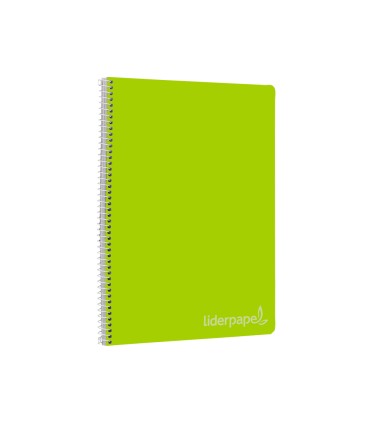 Cuaderno espiral liderpapel folio witty tapa dura 80h 75gr cuadro 4mm con margen color verde