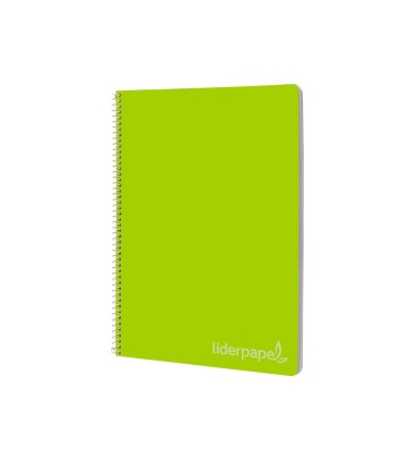 Cuaderno espiral liderpapel folio witty tapa dura 80h 75gr cuadro 4mm con margen color verde