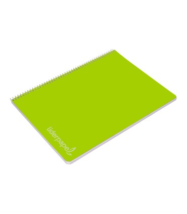 Cuaderno espiral liderpapel folio witty tapa dura 80h 75gr cuadro 4mm con margen color verde