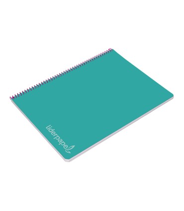 Cuaderno espiral liderpapel folio witty tapa dura 80h 75gr cuadro 4mm con margen color turquesa