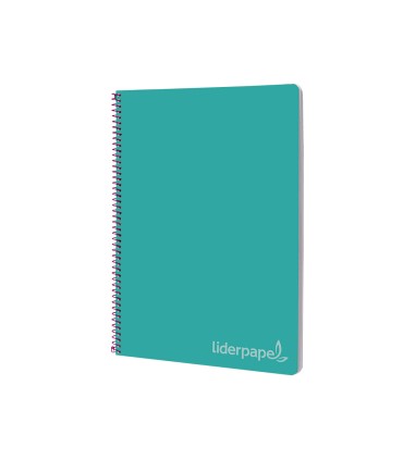 Cuaderno espiral liderpapel folio witty tapa dura 80h 75gr cuadro 4mm con margen color turquesa