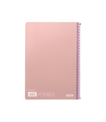 Cuaderno espiral liderpapel folio witty tapa dura 80h 75gr cuadro 4mm con margen color rosa