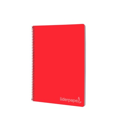 Cuaderno espiral liderpapel folio witty tapa dura 80h 75gr cuadro 4mm con margen color rojo