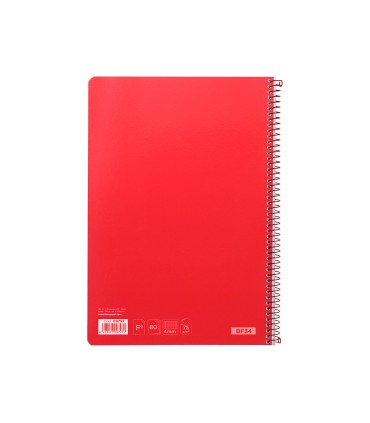 Cuaderno espiral liderpapel folio witty tapa dura 80h 75gr cuadro 4mm con margen color rojo