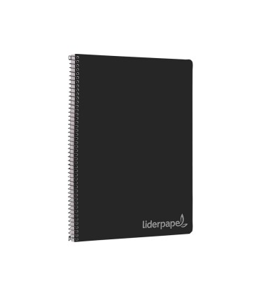 Cuaderno espiral liderpapel folio witty tapa dura 80h 75gr cuadro 4mm con margen color negro