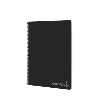 Cuaderno espiral liderpapel folio witty tapa dura 80h 75gr cuadro 4mm con margen color negro