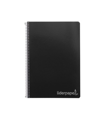 Cuaderno espiral liderpapel folio witty tapa dura 80h 75gr cuadro 4mm con margen color negro