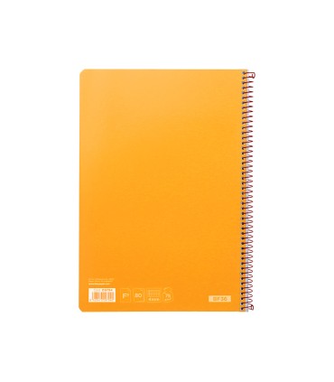 Cuaderno espiral liderpapel folio witty tapa dura 80h 75gr cuadro 4mm con margen color naranja