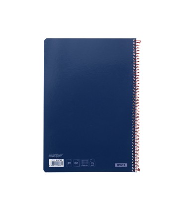 Cuaderno espiral liderpapel folio witty tapa dura 80h 75gr cuadro 4mm con margen color azul marino