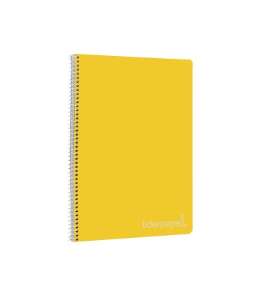 Cuaderno espiral liderpapel folio witty tapa dura 80h 75gr cuadro 4mm con margen color amarillo