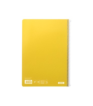 Cuaderno espiral liderpapel folio witty tapa dura 80h 75gr cuadro 4mm con margen color amarillo