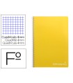 Cuaderno espiral liderpapel folio witty tapa dura 80h 75gr cuadro 4mm con margen color amarillo