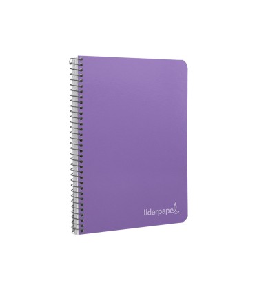 Cuaderno espiral liderpapel cuarto witty tapa dura 80h 75gr cuadro 4mm con margen color violeta