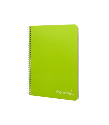 Cuaderno espiral liderpapel cuarto witty tapa dura 80h 75gr cuadro 4mm con margen color verde