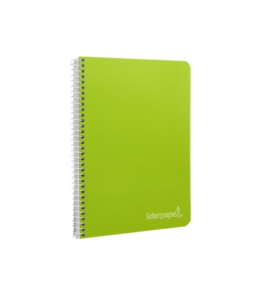 Cuaderno espiral liderpapel cuarto witty tapa dura 80h 75gr cuadro 4mm con margen color verde