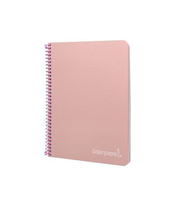 Cuaderno espiral liderpapel cuarto witty tapa dura 80h 75gr cuadro 4mm con margen color rosa