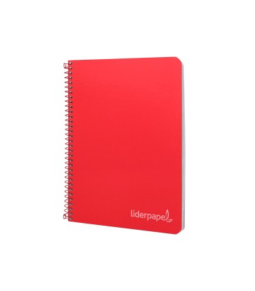 Cuaderno espiral liderpapel cuarto witty tapa dura 80h 75gr cuadro 4mm con margen color rojo