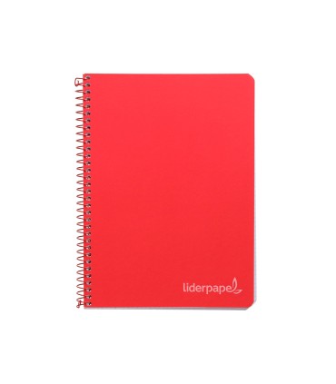 Cuaderno espiral liderpapel cuarto witty tapa dura 80h 75gr cuadro 4mm con margen color rojo