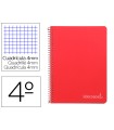 Cuaderno espiral liderpapel cuarto witty tapa dura 80h 75gr cuadro 4mm con margen color rojo