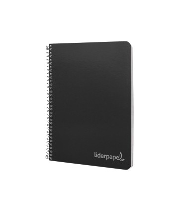 Cuaderno espiral liderpapel cuarto witty tapa dura 80h 75gr cuadro 4mm con margen color negro