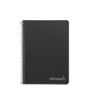 Cuaderno espiral liderpapel cuarto witty tapa dura 80h 75gr cuadro 4mm con margen color negro